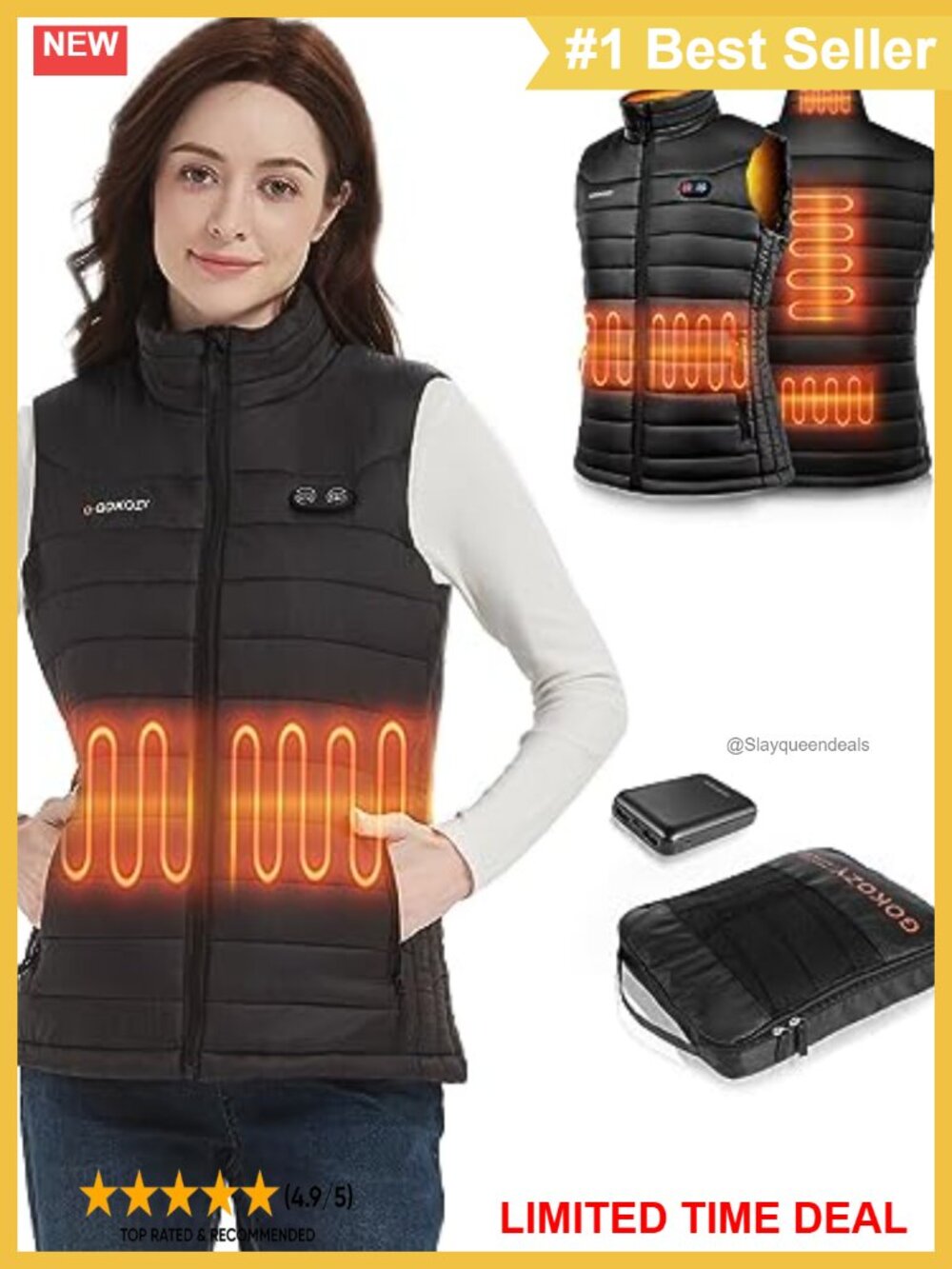 Women's Heated Vest with Battery Pack, Lightweight Slim Fit Zip Up Outerwear